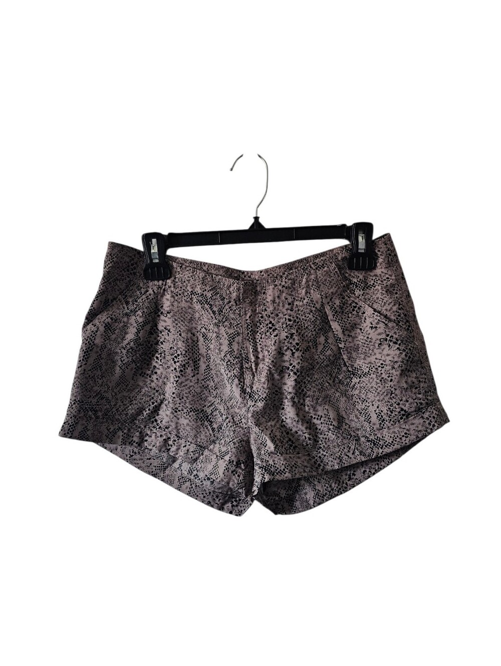 LANI Womens Medium Snakeskin Print Shorts Grey Brown Black Lightweight Cuffed